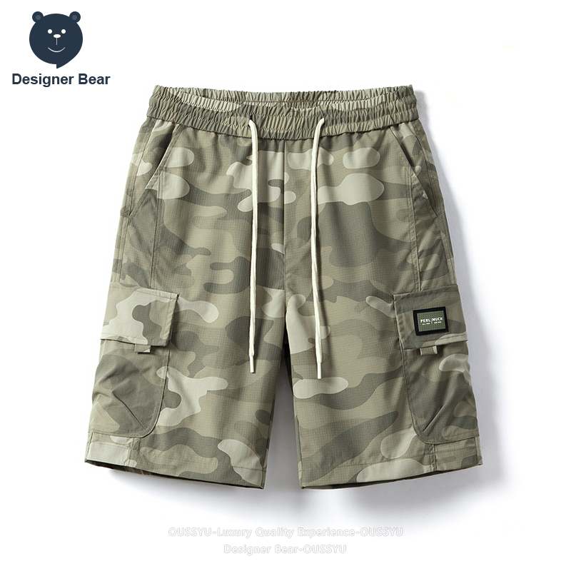 Streetwear Brand Clothing - ブランド服夏カーゴ迷彩ショーツ男性マルチポケットだぶだぶの巾着迷彩カジュアルミッド膝パンツボードワークストリートウェア