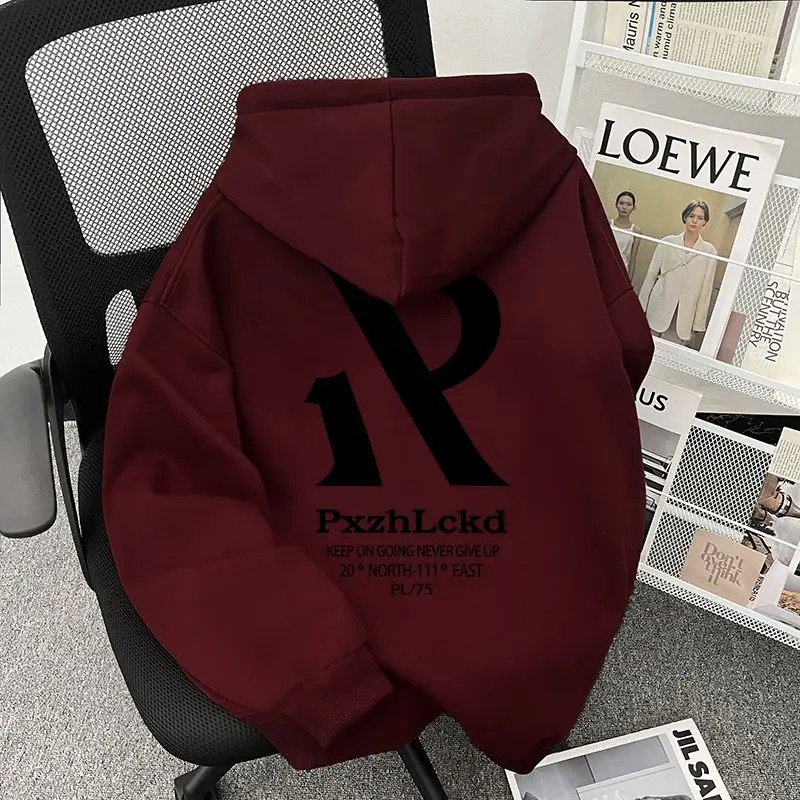 Streetwear Brand Hoodie - メンズ秋冬アメリカンスタイルレタープリントトレンディブランドフード付きスポーツスウェットシャツファッションストリートウェア長袖快適