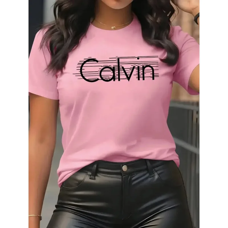 Women Streetwear Brand - カルバン レディース Tシャツ レジャー ファッション 半袖