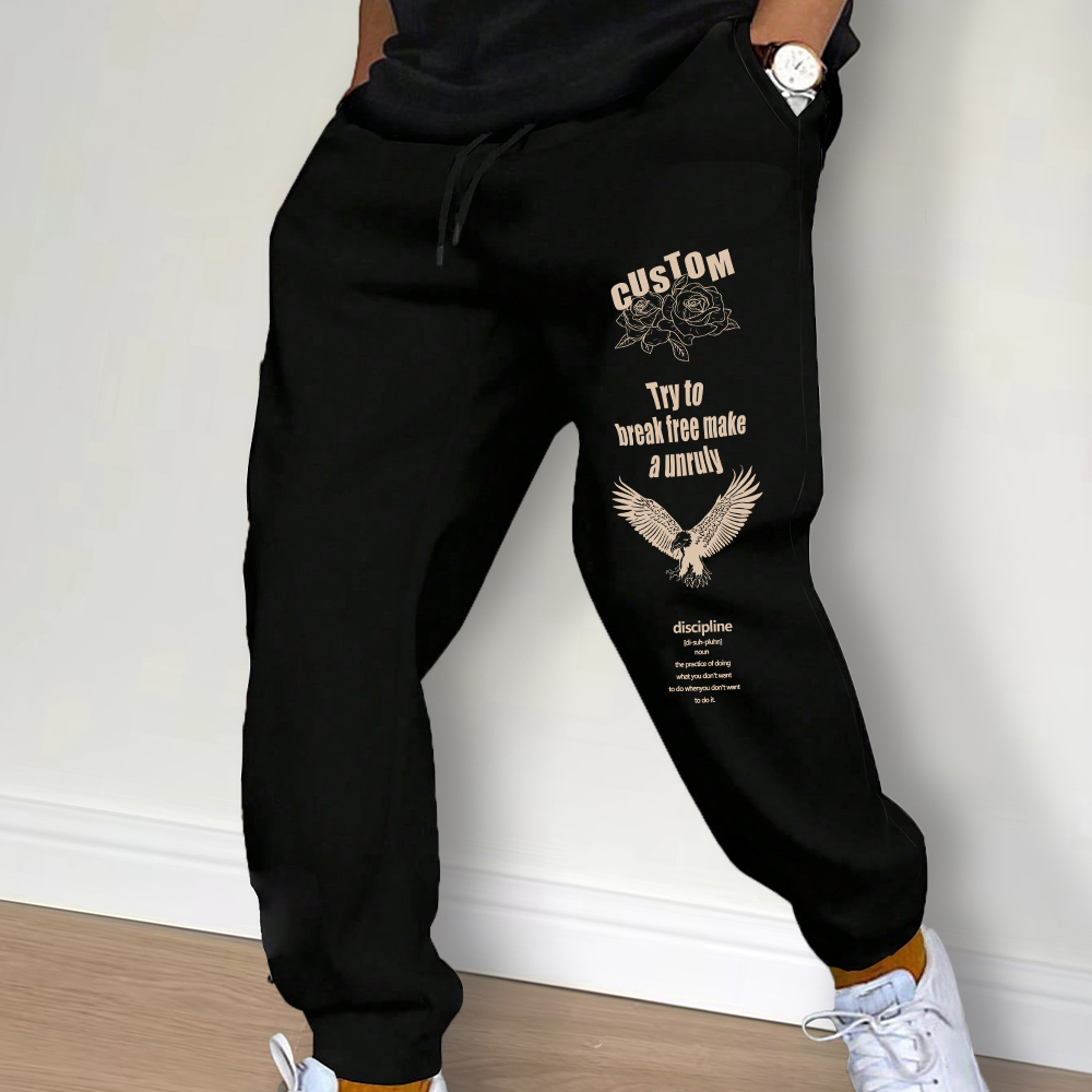 Streetwear Brand Clothing - メンズミッドウエスト巾着スウェットパンツ,ジョギングパンツ,ジムスポーツ,フィットネス,プリント,トレーニング,カジュアル,春,秋