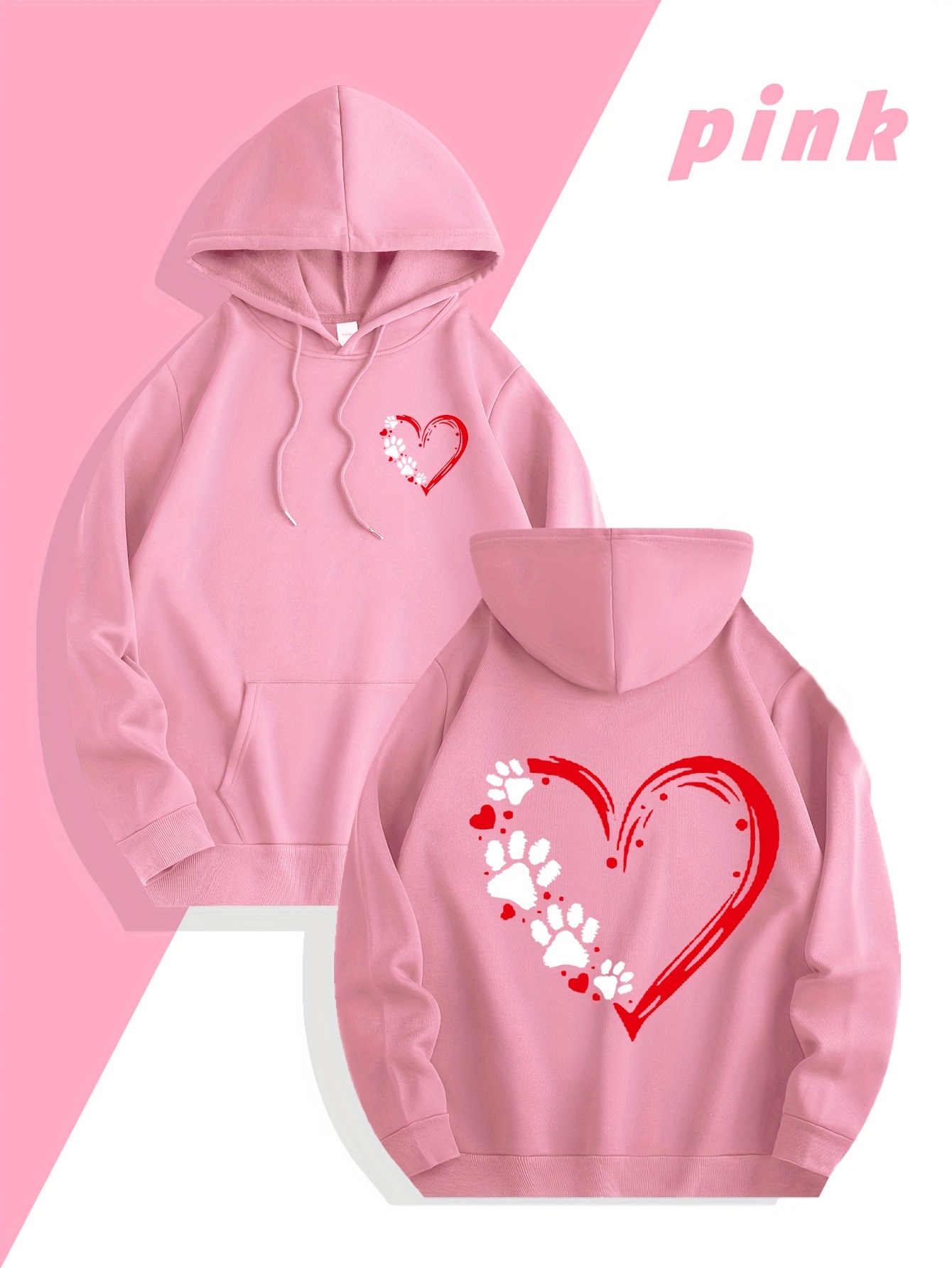 Streetwear Brand Hoodie - 秋冬ストリートウェアブランド ハートプリント メンズスウェットシャツ、ファッショナブルなアウトドアカジュアルルーズフィットスポーツパーカー