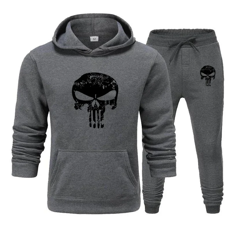 2 個セットトラックスーツフード付き男性スカルブランド秋冬ス - Streetwear Brand Hoodie のレビューと価格