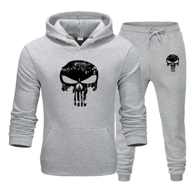 2 個セットトラックスーツフード付き男性スカルブランド秋冬ス - Streetwear Brand Hoodie のレビューと価格