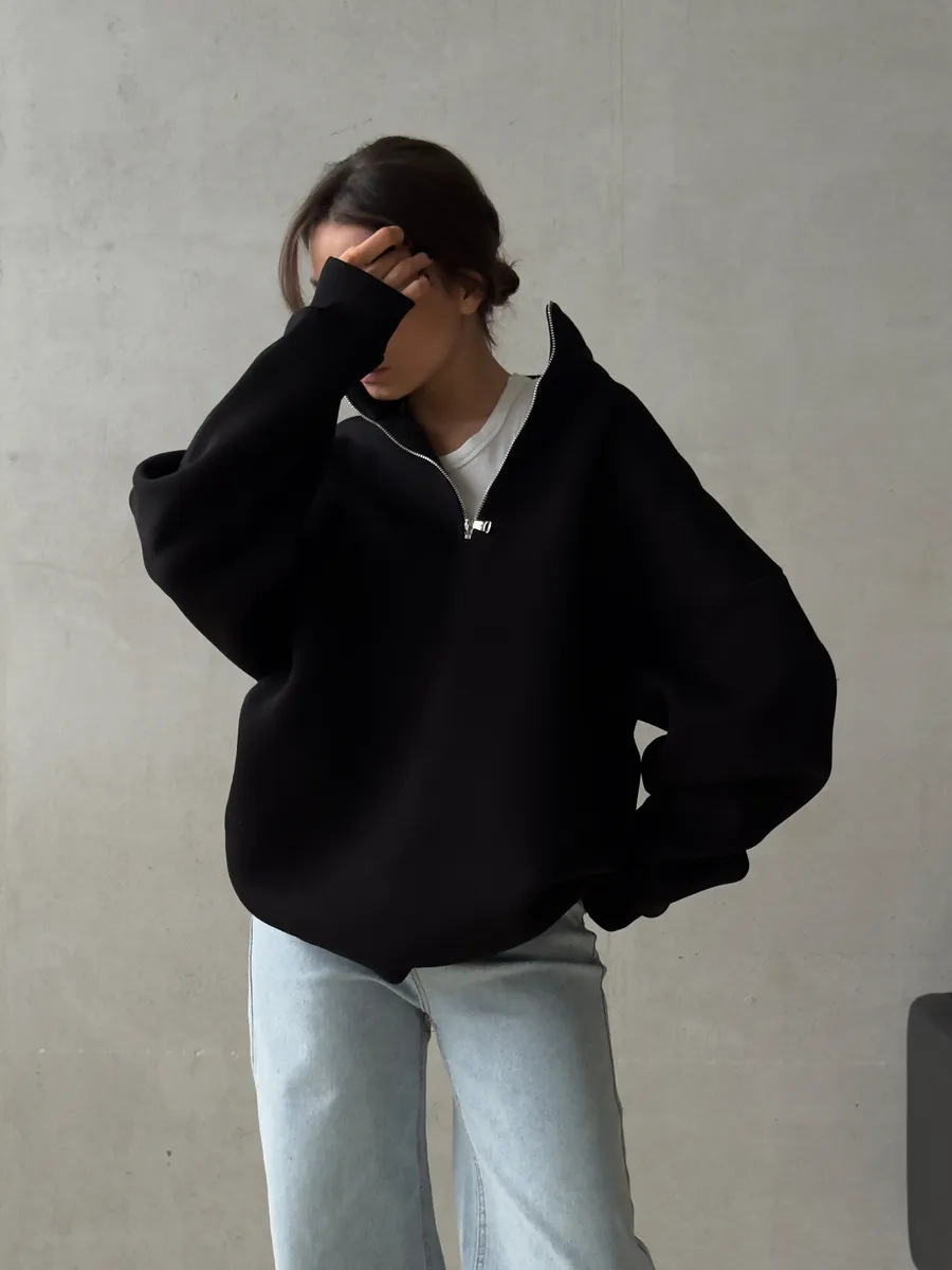アメリカンレトロハーフジッパーアルファベットパッチ長袖パーカ - Streetwear Brand Hoodie のレビューと価格