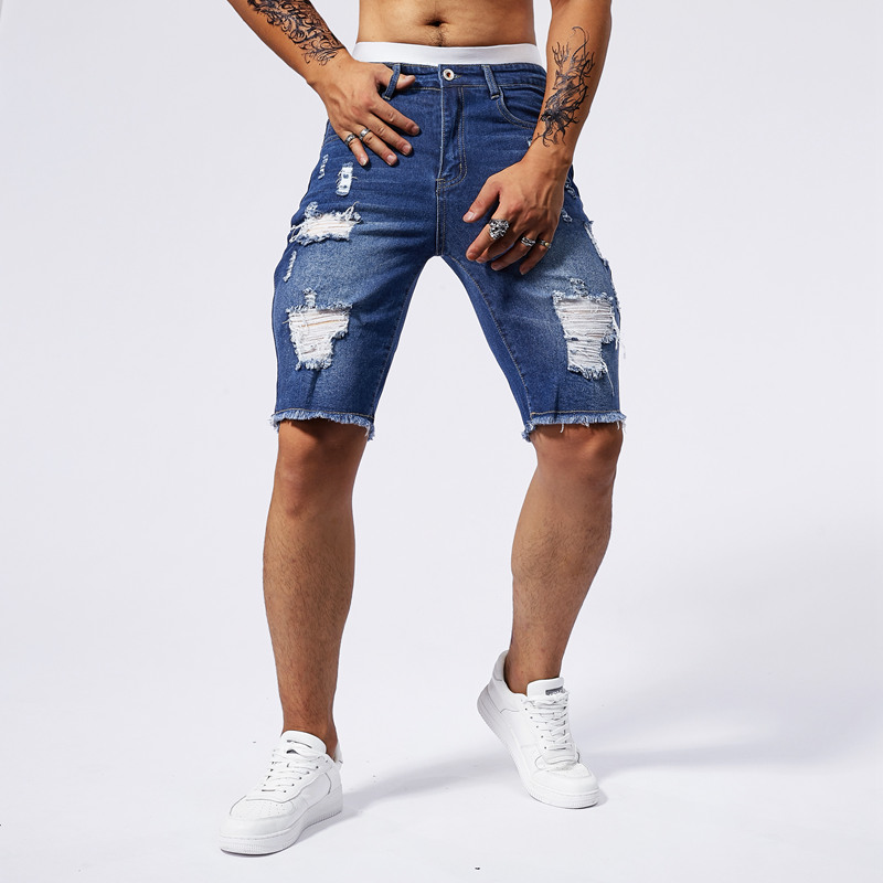2025 夏の新メンズリッピングデニムショーツファッションヴ - Streetwear Brand Clothing のレビューと価格