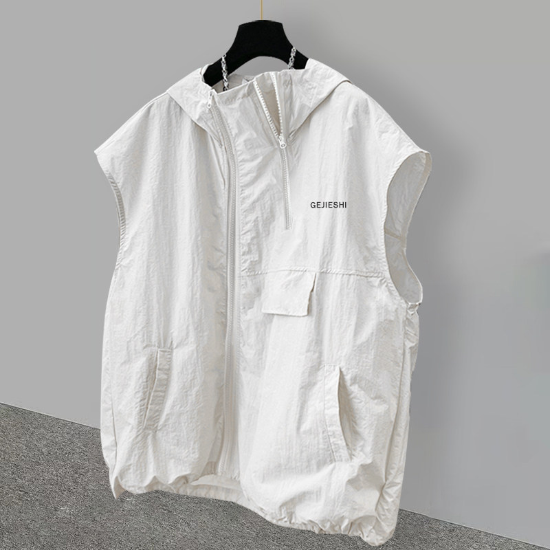 アイスシルクジッパーフーディーベストメンズフィットネス夏トレ - Streetwear Brand Hoodie のレビューと価格