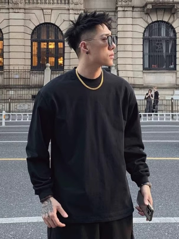 アメリカンスタイルショルダーホワイトピュアコットン長袖Tシャ - Streetwear Brand Drops のレビューと価格