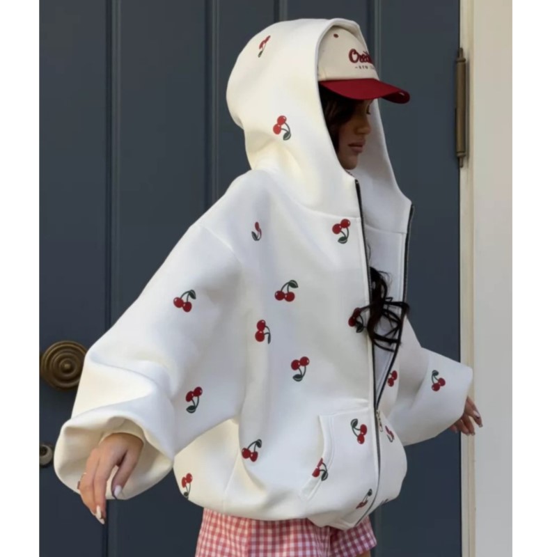 レディース チェリー柄 スウェットジャケット 2025年秋  - Streetwear Brand Hoodie のレビューと価格