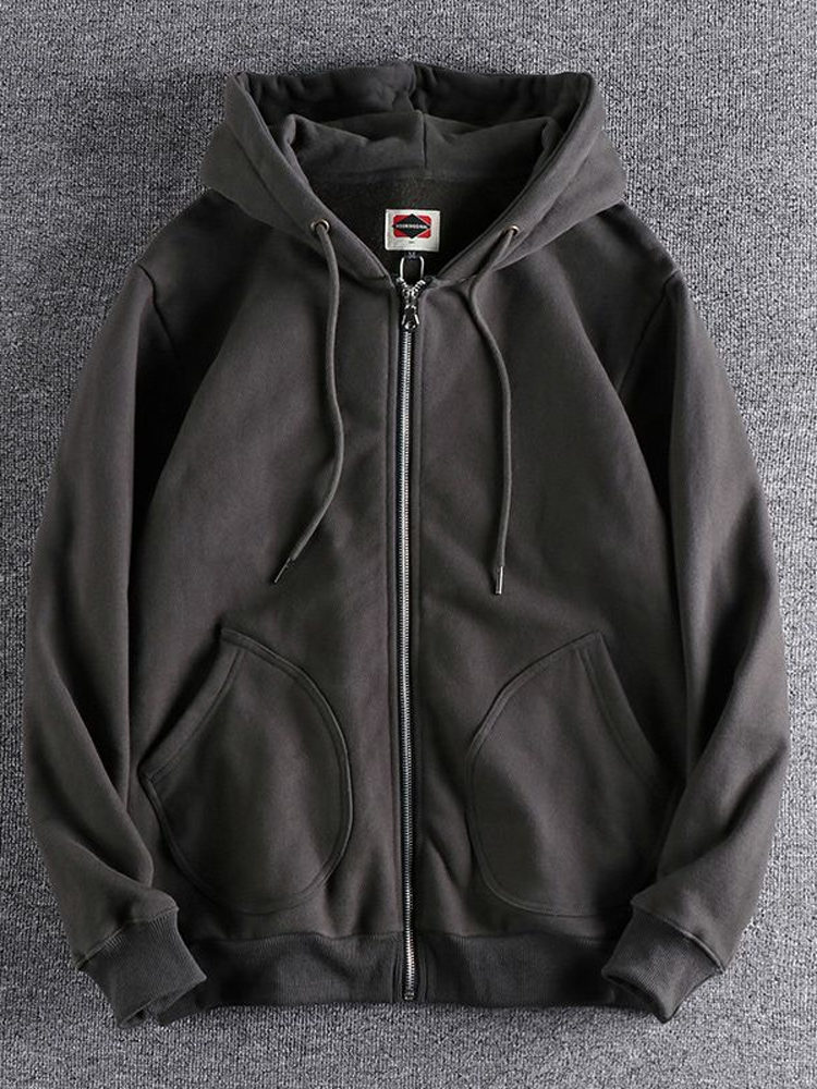 メンズフード付きジッパーカーディガンスウェットシャツ厚みのあ - Streetwear Brand Hoodie のレビューと価格