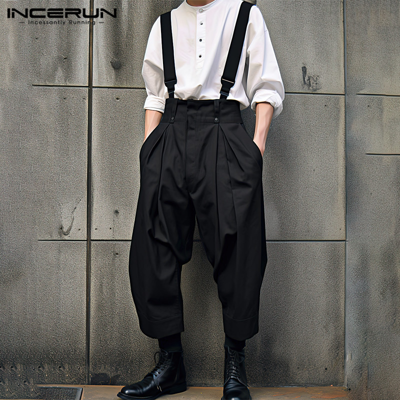Incerun-メンズ単色ジャンプスーツ、ルーズジョガー、カ - Streetwear Brand Clothing のレビューと価格